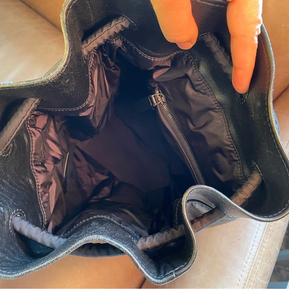 Pars Unum black leather Carbon bucket tote sling bag backpack luxe made in Italy - Picture 12 of 16